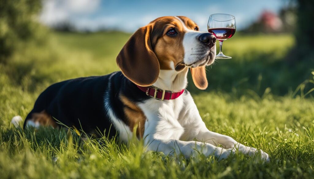 Beagle with Wine Glass