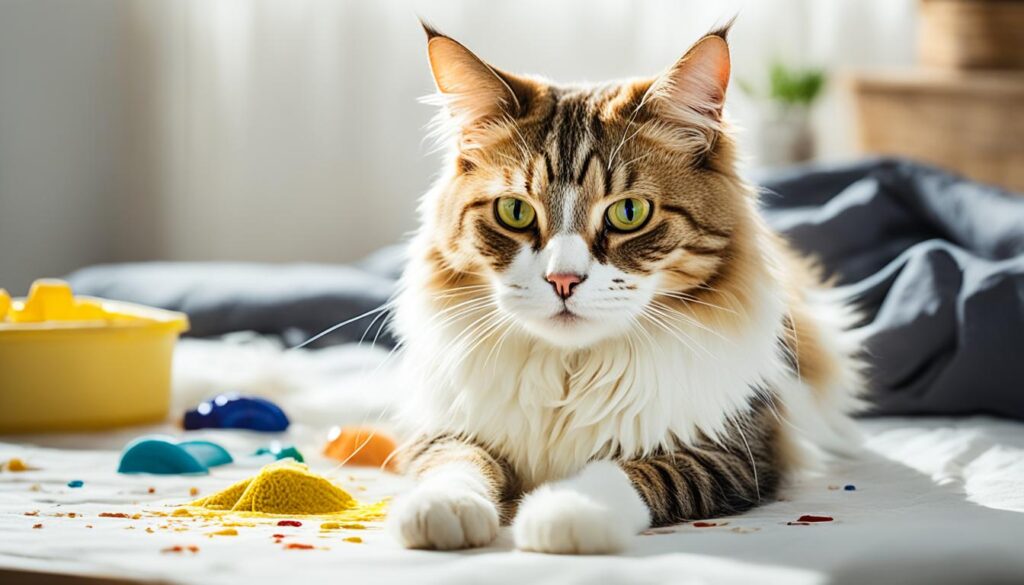 cat urinating on bed