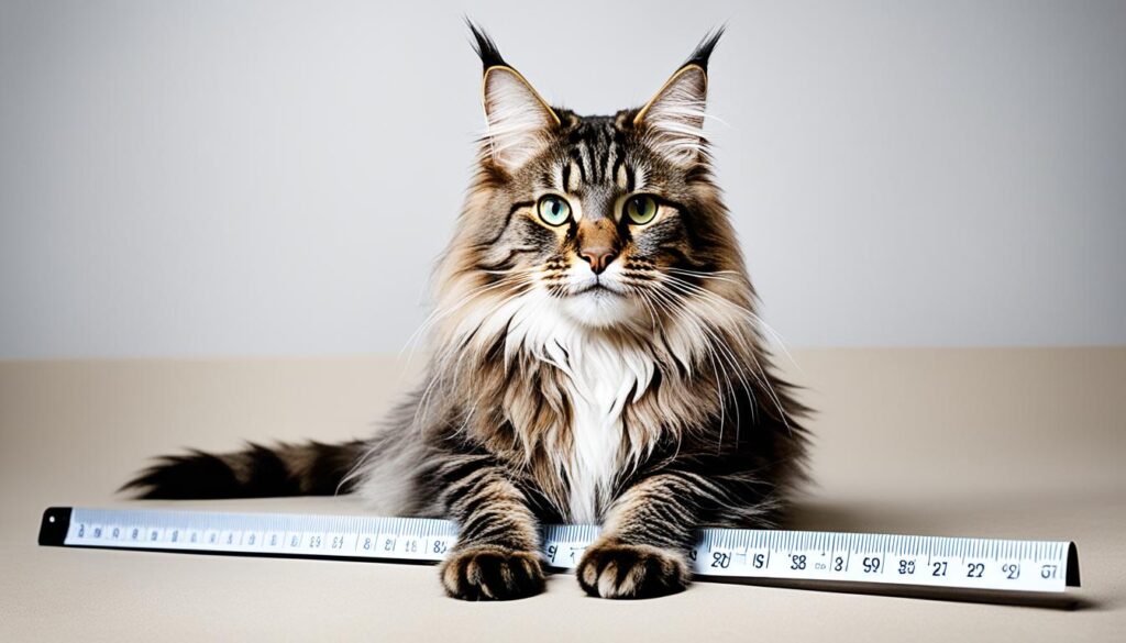 measuring Maine Coon cat