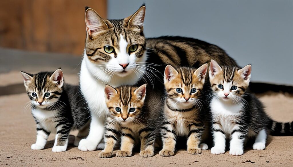 mother cat protecting kittens